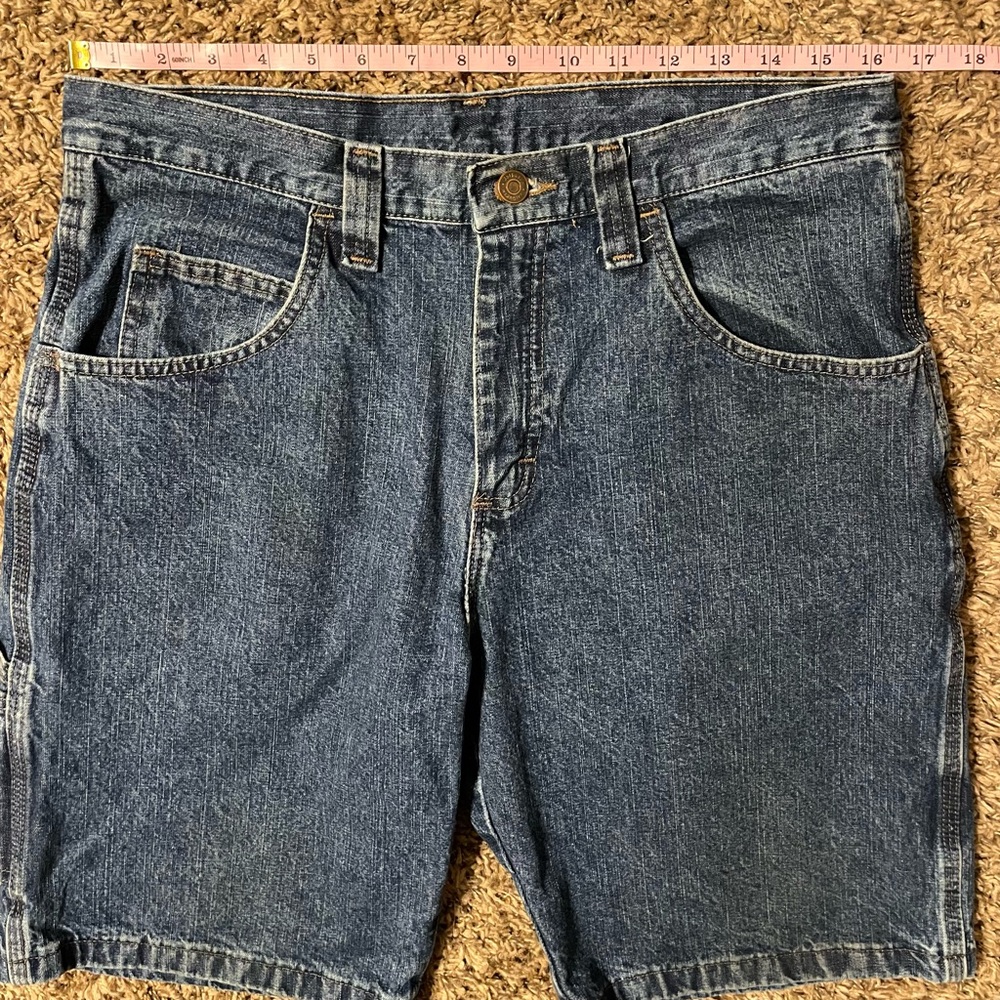 Wrangler Mens 33 Denim Carpenter Jorts Bermuda Shorts Baggy High Rise Blokette - Picture 6 of 10